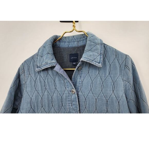 J. Jill Quilted Chambray Barn Jacket Size XS Petite Blue - Picture 4 of 9